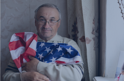 Man holding American flag